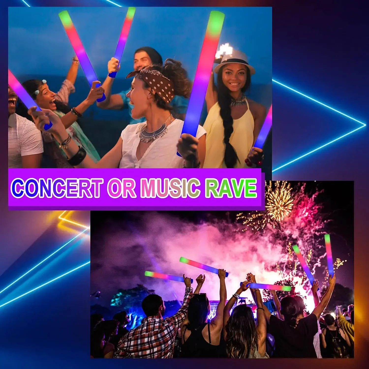 1Z-50PCS Led Foam Glow Sticks  - Flashing Led Foam Sticks Party review and price
