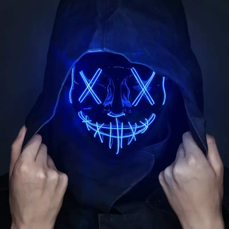 LED Glowing Black V-Shaped Mas - Led Purge Mask Halloween review and price