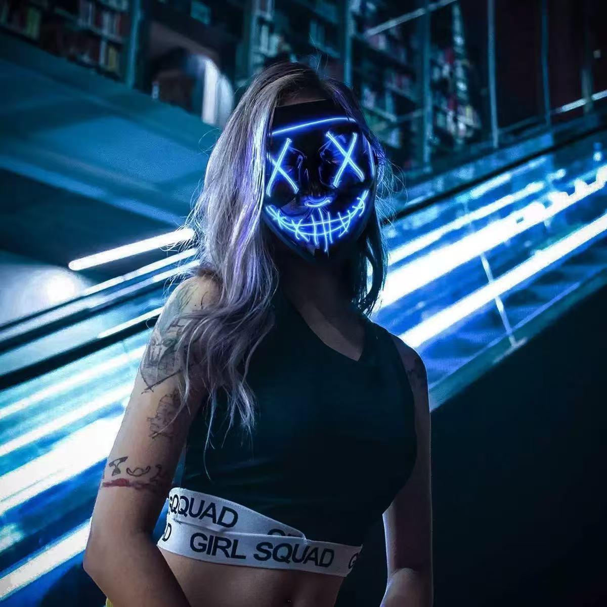 LED Glowing Black V-Shaped Mas - Led Purge Mask Halloween review and price